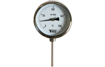 1681 - Thermomètre inox vertical 100 mm à cadran Ø100 -30°/+50°