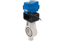 K210 PVDF - Vanne à papillon STUBBE PVDF/FPM avec servomoteur électrique TCR-N