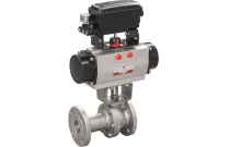 316IIS V-PORT - Robinet 2 pièces inox DIN Long + positionneur 4-20 mA