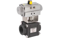 702 - Robinet boisseau 3 pièces acier PN100 et actionneur pneumatique